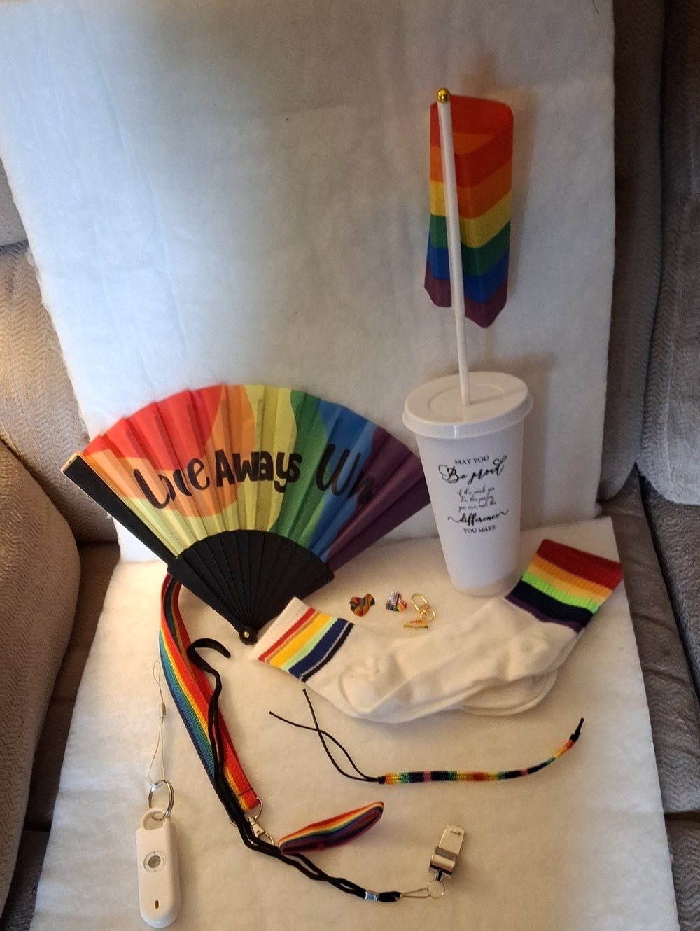 Rainbow Pride Fan & Accessories Set - Multicolor